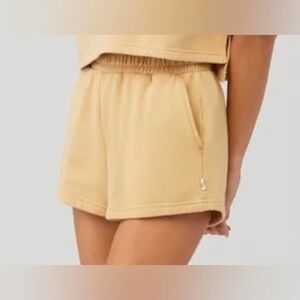 Araminta James Tan Cotton Fleece Shorts Small